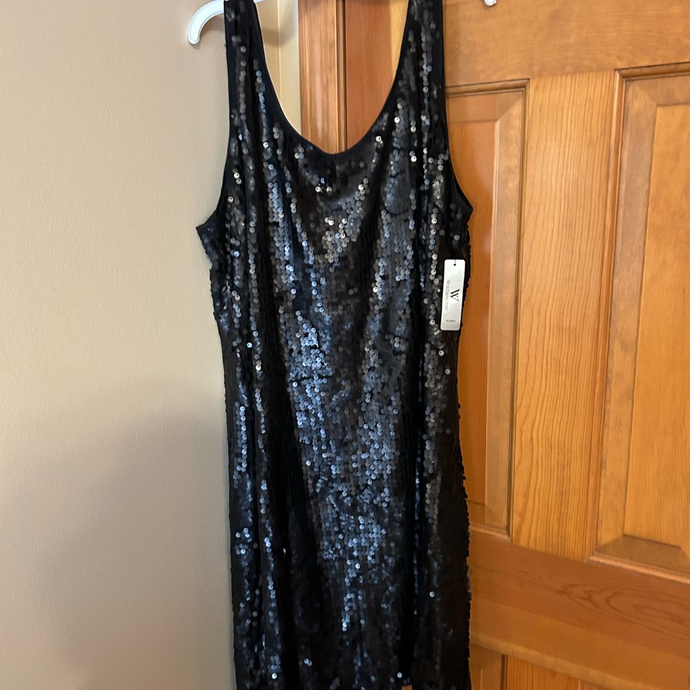 Sequined black party dress, NWT size 1X